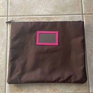Pink and brown zip large pouch